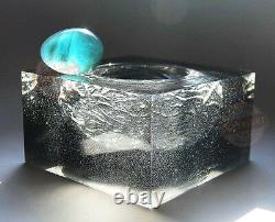 Daum Crystal Gray Nest Bowl With Blue Egg Limited Edition France Signed Box New