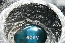 Daum Crystal Gray Nest Bowl With Blue Egg Limited Edition France Signed Box New