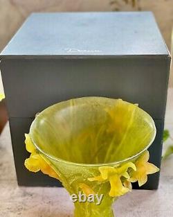 Daum Jonquille Daffodils Large Vase 9.75 Retail $4000+ Mint With Box &  Papers