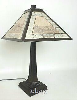 Decor Art Limited Edition Hand Made Table Lamp, Gold Etched Glass Shade, H-58cm