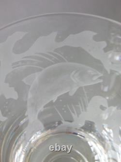 Denis Mann Caithness Glasses Ltd Ed Goblet Cock & Hen Salmon Etched Engraving