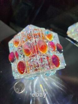 Dichroic Crystal Optic Art Glass Storms Paperweight Autism Chakras Rubiks Cube