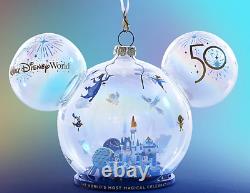 Disney 50th Anniversary Glass Bauble 2021 Christmas Ornament In Hand