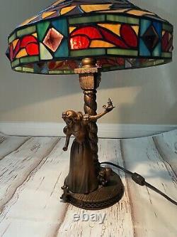 Disney Snow White 7 Dwarfs Stained Glass Lamp Ltd Ed. Works Jody Daily