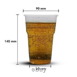 Disposable Beer Glasses Pint & Half Pint Clear Plastic Drinking Cups for Parties
