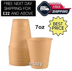 Disposable Water Vending Cups Light Brown Plastic Glasses for Party Wedding 7oz