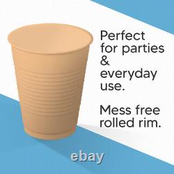 Disposable Water Vending Cups Light Brown Plastic Glasses for Party Wedding 7oz