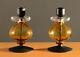 Erik Hoglund Iron And Amber Glass Candle Holders Boda Sweden 60s