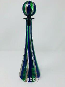 Exquisite Italian AVENTURINE Murano Venetian Glass Decanter 24K GOLD, BLUE GREEN