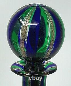 Exquisite Italian AVENTURINE Murano Venetian Glass Decanter 24K GOLD, BLUE GREEN