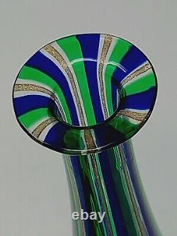 Exquisite Italian AVENTURINE Murano Venetian Glass Decanter 24K GOLD, BLUE GREEN