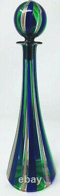 Exquisite Italian AVENTURINE Murano Venetian Glass Decanter 24K GOLD, BLUE GREEN