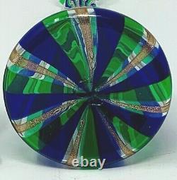 Exquisite Italian AVENTURINE Murano Venetian Glass Decanter 24K GOLD, BLUE GREEN