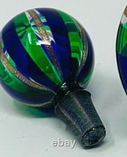 Exquisite Italian AVENTURINE Murano Venetian Glass Decanter 24K GOLD, BLUE GREEN