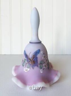 FENTON BURMESE GLASS BELL Signed Sue Jackson BUTTERFLY Limited Edition 1784/2500