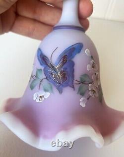 FENTON BURMESE GLASS BELL Signed Sue Jackson BUTTERFLY Limited Edition 1784/2500