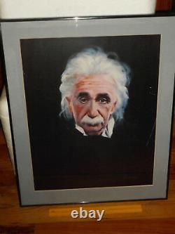 FRANK SZASZ Painting Limited Edition ALBERT EINSTEIN Print Glass Framed Signed