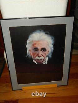 FRANK SZASZ Painting Limited Edition ALBERT EINSTEIN Print Glass Framed Signed