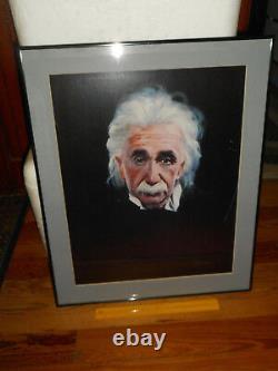 FRANK SZASZ Painting Limited Edition ALBERT EINSTEIN Print Glass Framed Signed