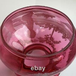 Fenton #99 Of #950 Cranberry Mary Gregory Lamp Boy And Dog Bubb Playing