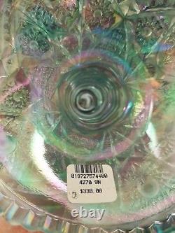 Fenton AQUAMARINE HOBSTAR CARNIVAL Punch Bowl Set 4 glasses 2005 Platinum Aqua