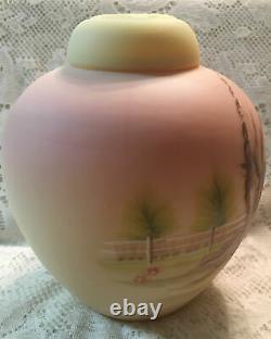 Fenton Art Glass Burmese Ginger Jar, Limited Edition Features A Mare & Foal, NIB