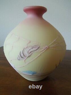 Fenton Art Glass Burmese Sea Life Vase Limited Edition, 1985