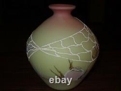 Fenton Art Glass Burmese Sea Life Vase Limited Edition, 1985