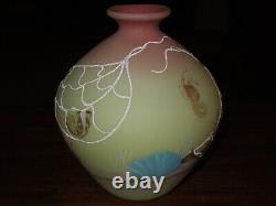 Fenton Art Glass Burmese Sea Life Vase Limited Edition, 1985