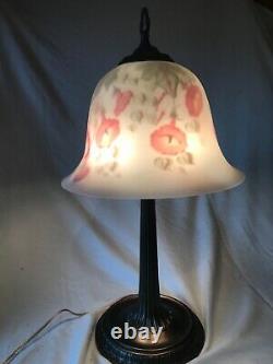 Fenton Art Glass Connoisseur Collection 1994 Reverse Painted Hummingbird Lamp