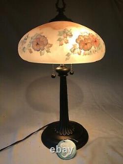 Fenton Art Glass Connoisseur Collection 1995 Hand Painted Floral Lamp