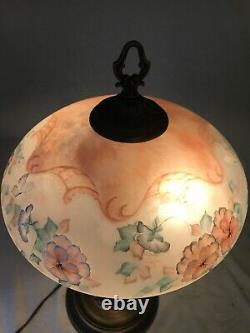 Fenton Art Glass Connoisseur Collection 1995 Hand Painted Floral Lamp