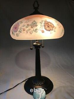 Fenton Art Glass Connoisseur Collection 1995 Hand Painted Floral Lamp