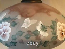 Fenton Art Glass Connoisseur Collection 1995 Hand Painted Floral Lamp