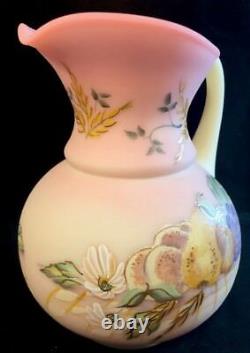 Fenton Art Glass Hand Painted Burmese Pitchers Hand Signed Don Fenton Limited