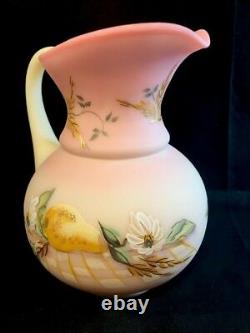 Fenton Art Glass Hand Painted Burmese Pitchers Hand Signed Don Fenton Limited