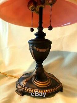Fenton Art Glass Hand Painted Gold Accented Burmese Lamp
