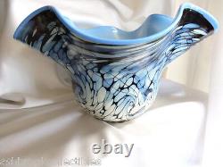 Fenton Art Glass Limited Edition Ed Frank Workman Blue Black Bowl MIB 81911Q