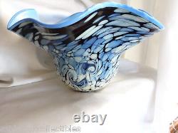 Fenton Art Glass Limited Edition Ed Frank Workman Blue Black Bowl MIB 81911Q