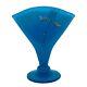 Fenton Art Glass Limited Edition Peking Blue Fan Vase Painted Dragonfly 134/450