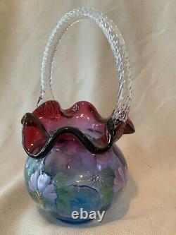 Fenton Art Glass hand painted Honor Collection Mulberry Basket