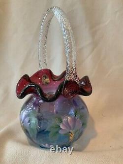 Fenton Art Glass hand painted Honor Collection Mulberry Basket