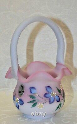 Fenton, Basket, Blue Burmese Glass, Limited Edition, Hand Decorated