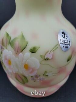 Fenton Burmese Art Glass Tumble Up Handpainted P. Lane Limited Ed Circle of Love