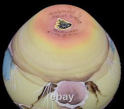 Fenton Burmese Hand Painted Limited Edition #8808 5B Off Hand Shell Vase Signed