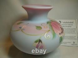 Fenton Connoisseur Collection 2011 Drifting Floral Vase on Blue Burmese