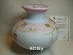 Fenton Connoisseur Collection 2011 Drifting Floral Vase on Blue Burmese