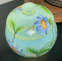 Fenton DAHLIAS 3 Piece Limited Edition Hand Painted, Signed Lidded Bowl on Stand
