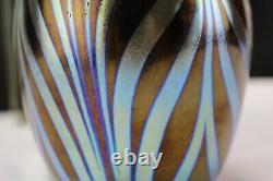 Fenton FAVRENE FEATHERS Pulled Feather DAVE FETTY Signed 2002 Sample Vase OOAK