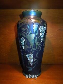 Fenton Favrene Sandcarved Peacock and Handpainted Wisteria Vase, Only 50 Made
